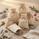 Pungi bumbac muslin cu snur - natural Pungi bumbac muslin cu snur - natural