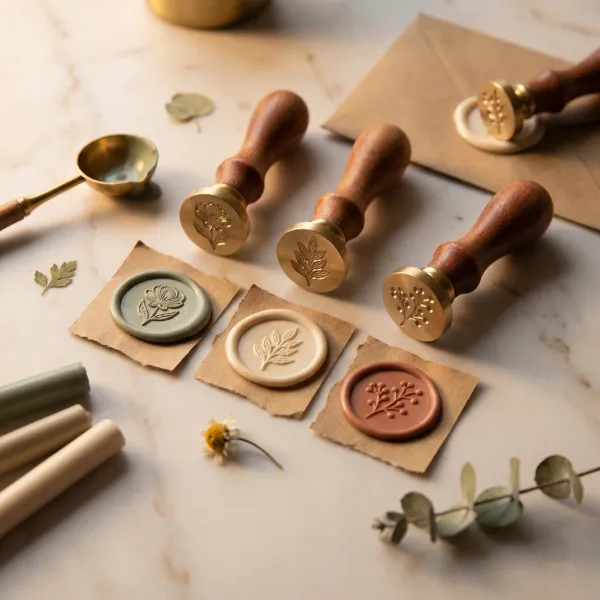 Set stampile sigiliu ceara - motive botanice si florale Set stampile sigiliu ceara - motive botanice si florale