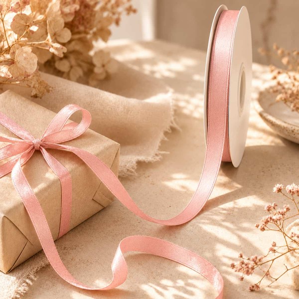 Panglica textila Powder Pink, amestec bumbac, 10 mm x 15 m Panglica textila Powder Pink, amestec bumbac, 10 mm x 15 m