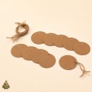 Etichete kraft rotunde cu snur de iuta, set 10 bucati