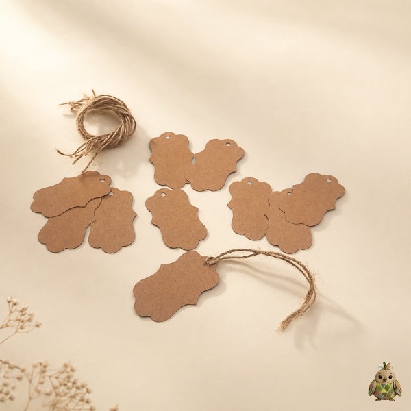 Vintage Bracket Shape Kraft Tags with Jute String, Set of 10 Vintage Bracket Shape Kraft Tags with Jute String, Set of 10
