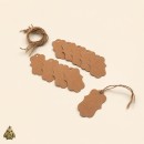Etichete kraft forma acolada vintage cu snur de iuta, set 10 bucati