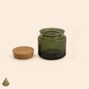 Borcan din sticla verde tip apotecar, 100 ml, cu capac din pluta