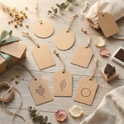 Die-Cut Kraft Hang Tags with String - Assorted Shapes
