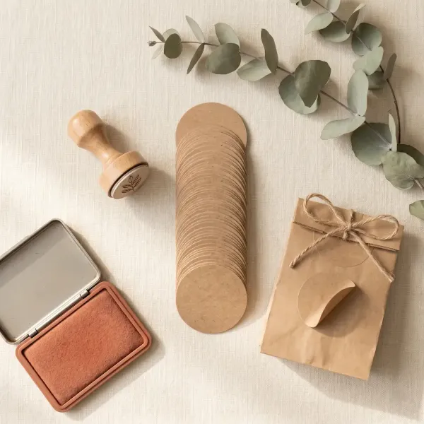 Etichete autocolante kraft rotunde - 50mm