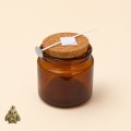 Set borcan ambra tip apotecar 200 ml pentru lumanare, cu capac din pluta, fitil 10 cm si autocolant dublu adeziv