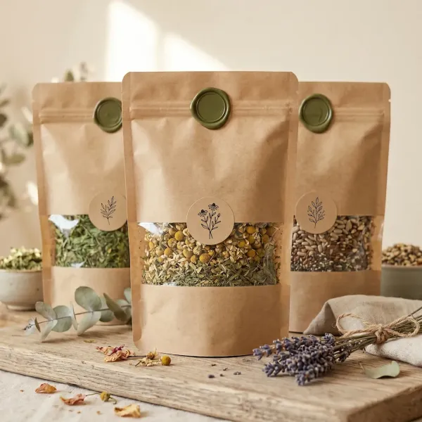 Stand-Up Kraft Bags with Window - Zip Lock